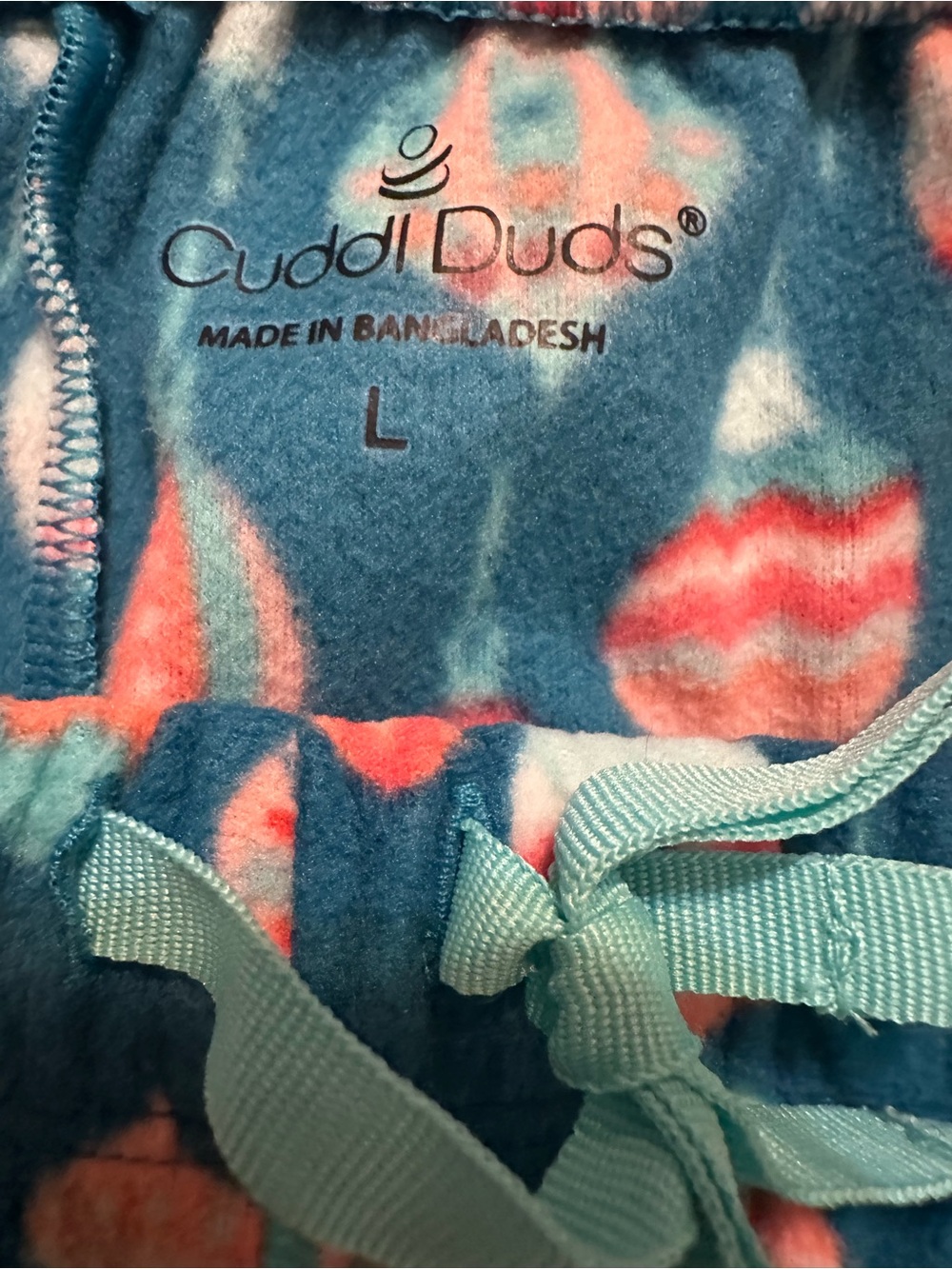 Cuddl Duds Teal Floral-Print Fleece Pajama Bottoms with Coral Accents